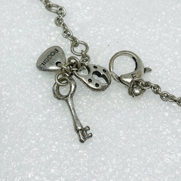 Fossil Brand Teardrop Faux Turquoise Pendant Necklace w Bee Detail Silver Tone - Picture 5 of 8